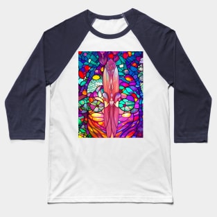 Beautiful Colorful Stained Glass Roses Baseball T-Shirt